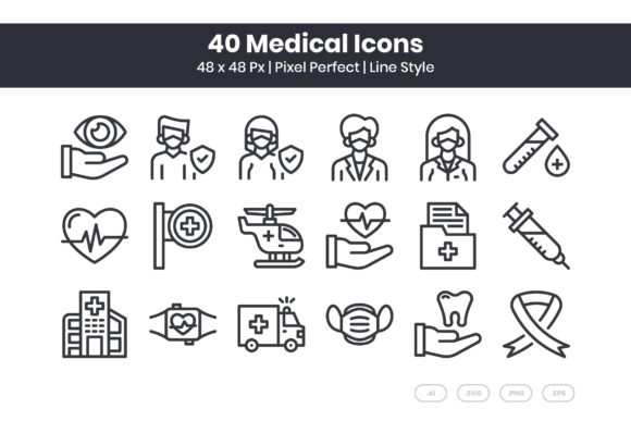 40 Medical Icons - Line: A Versatile Design Set