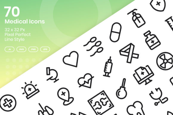 70 Medical Icons - Line: A Versatile Design Set