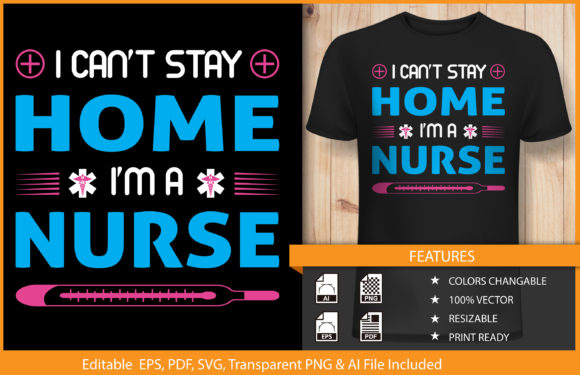 T-shirt Stay Home Nurse Text Vector Review